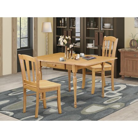 East West Furniture 3 Piece Monza Dining Table Set - Oak MZDL3-OAK-W